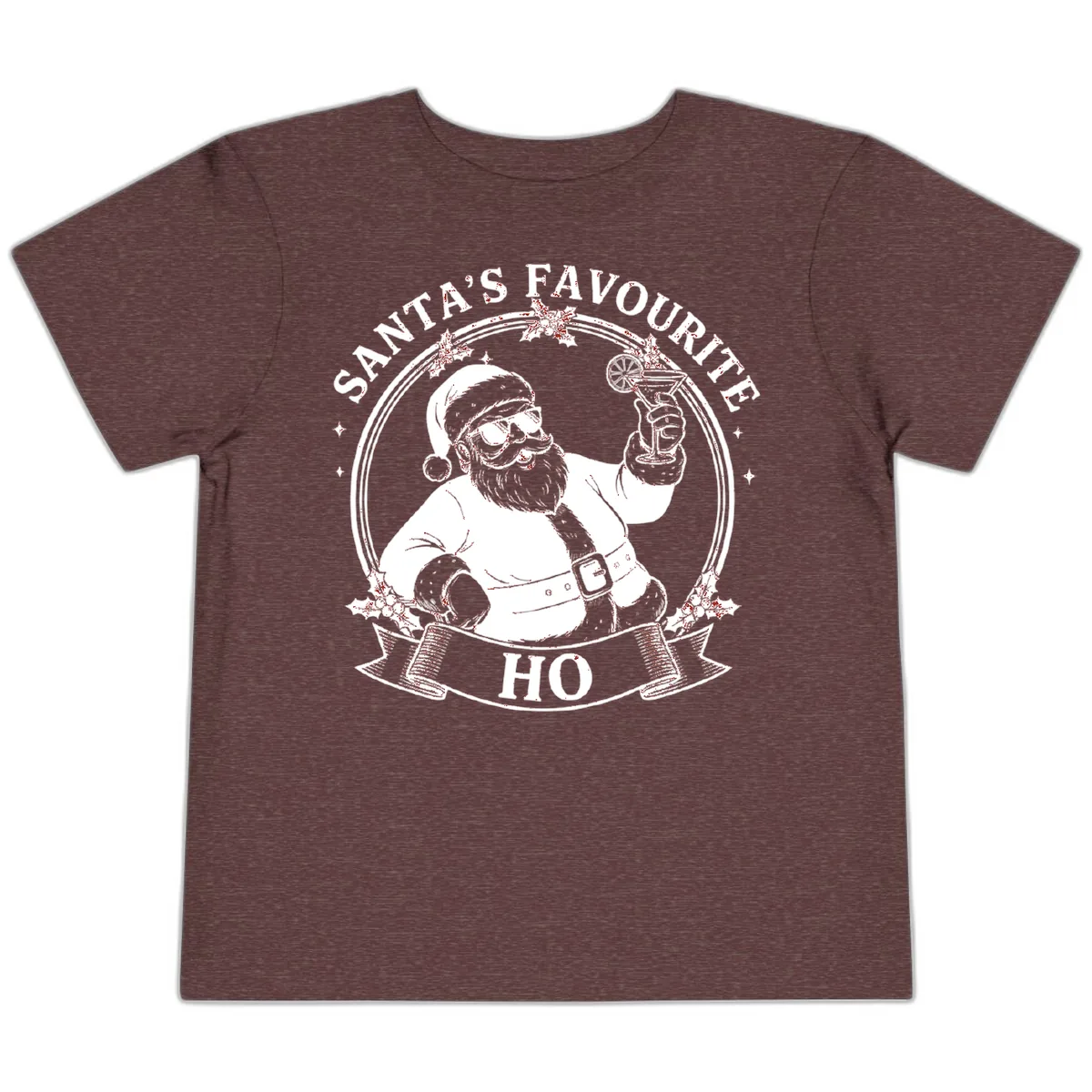 Santa's Favorite Cocktail Drinker Toddler T-Shirt in Heather Maroon