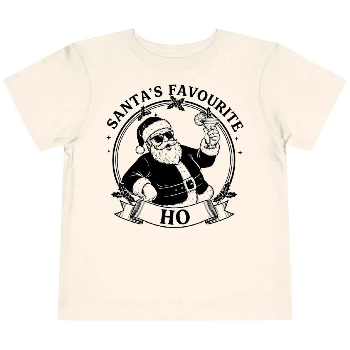 Santa's Favorite Cocktail Drinker Toddler T-Shirt in Natural