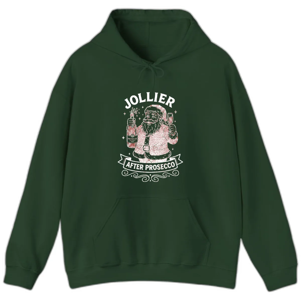 Jollier After Prosecco Graphic Hoodie in Forest Green