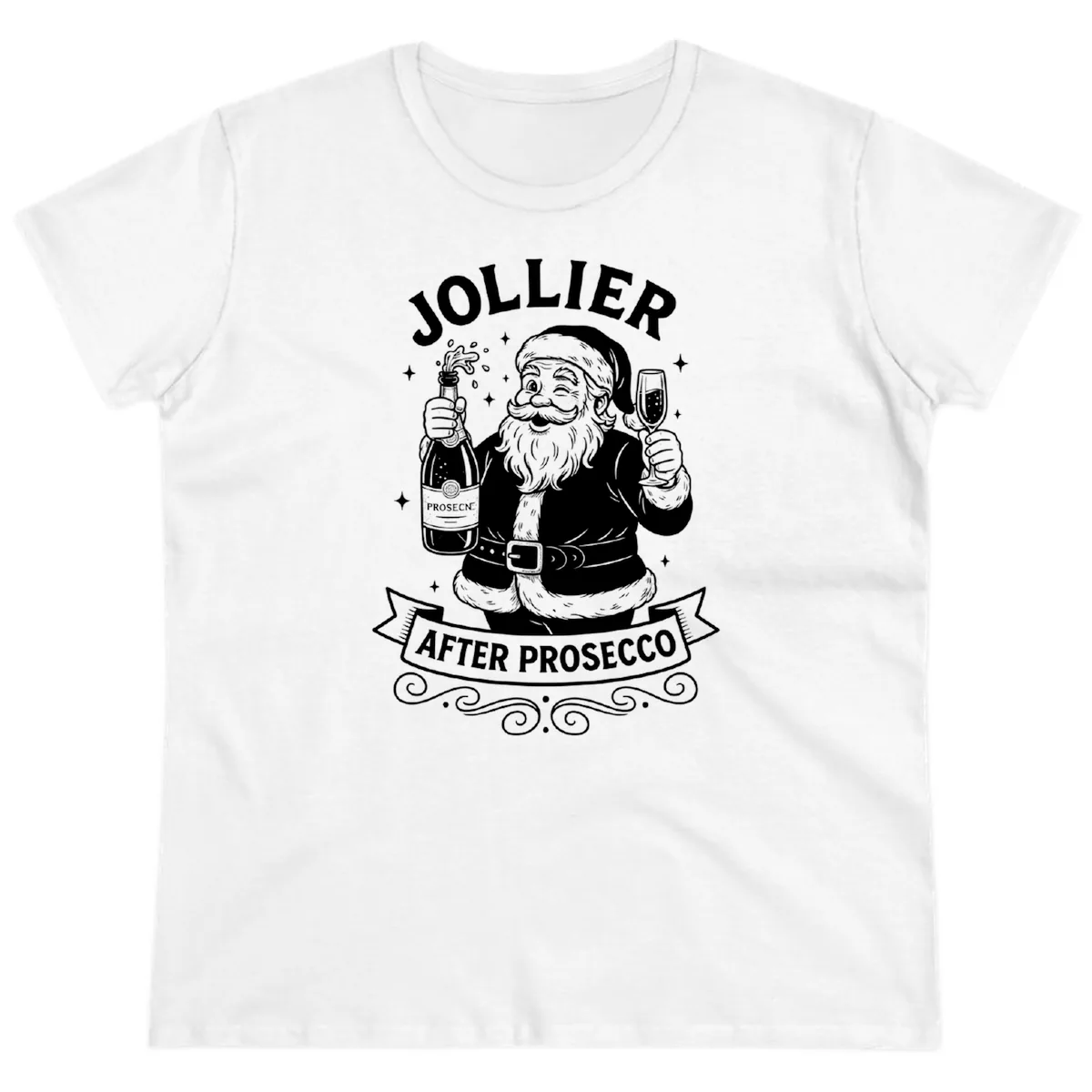 Jollier After Prosecco Graphic Ladies Tee in White