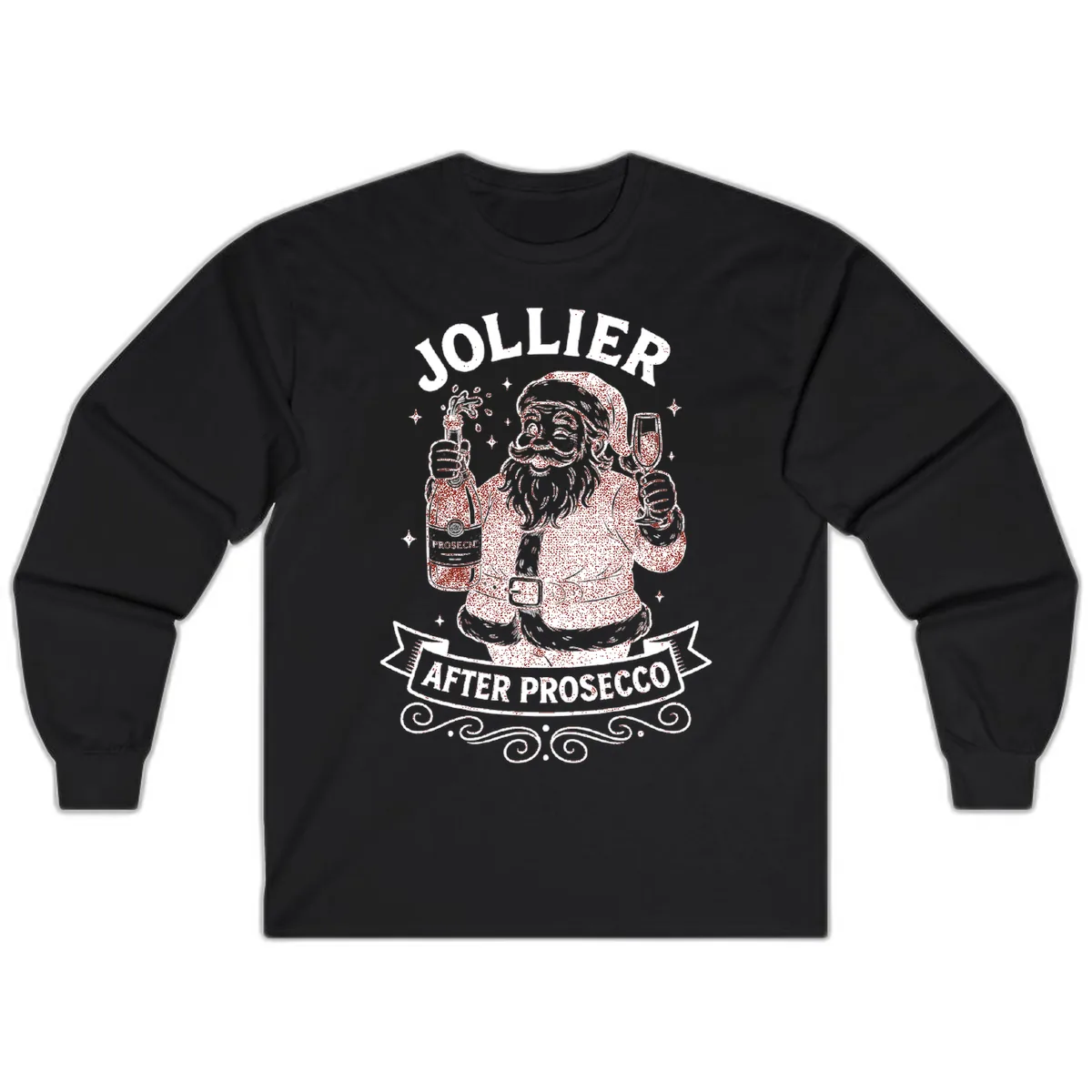Jollier After Prosecco Graphic Long Sleeve in Black