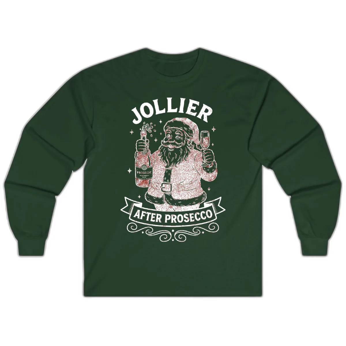 Jollier After Prosecco Graphic Long Sleeve in Forest Green