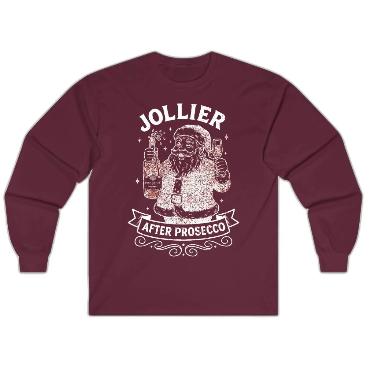 Jollier After Prosecco Graphic Long Sleeve in Maroon