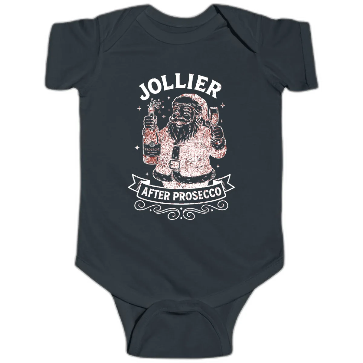 Jollier After Prosecco Graphic Baby Onesie in Black
