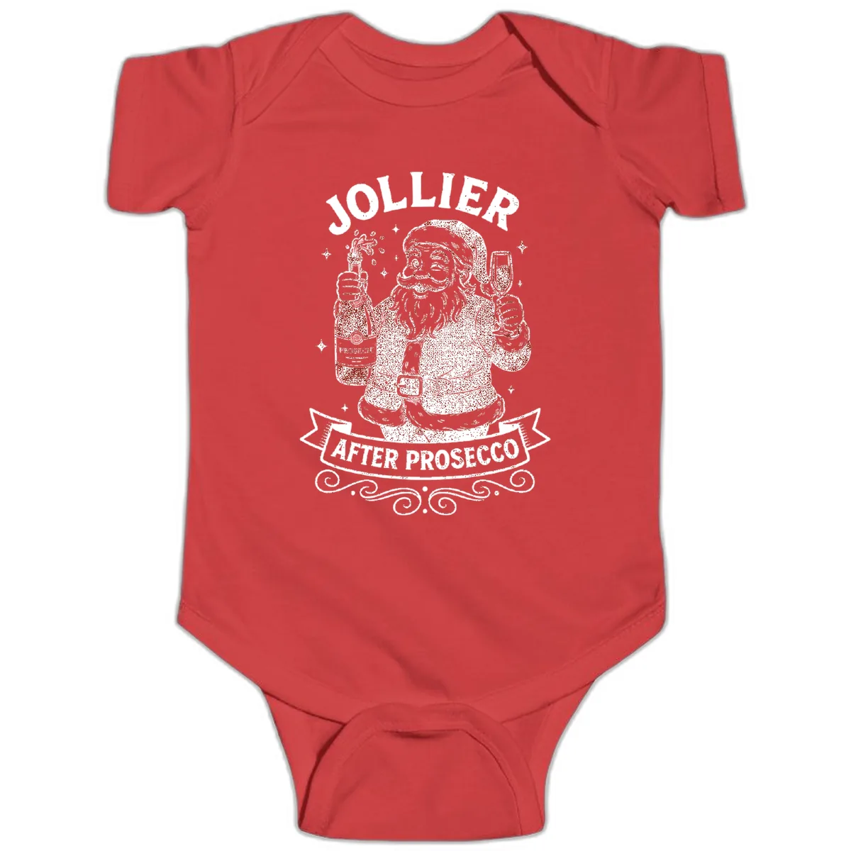 Jollier After Prosecco Graphic Baby Onesie in Red