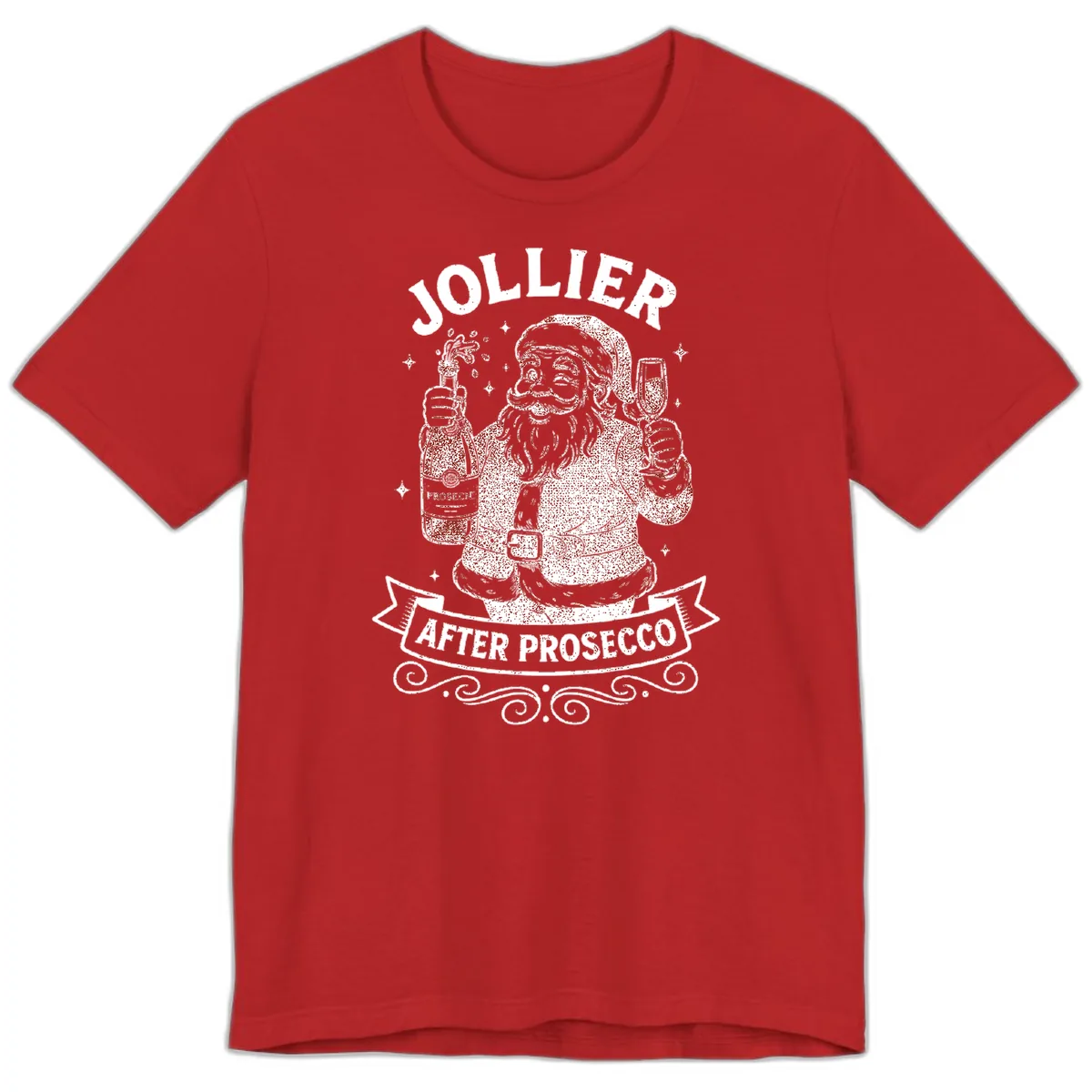 Jollier After Prosecco Graphic Premium T-Shirt in Red
