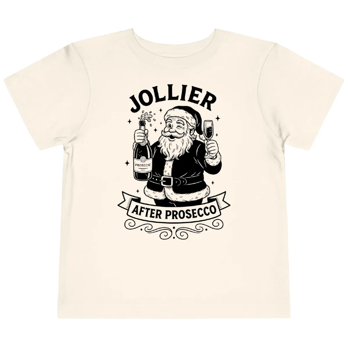 Jollier After Prosecco Graphic Toddler T-Shirt in Natural
