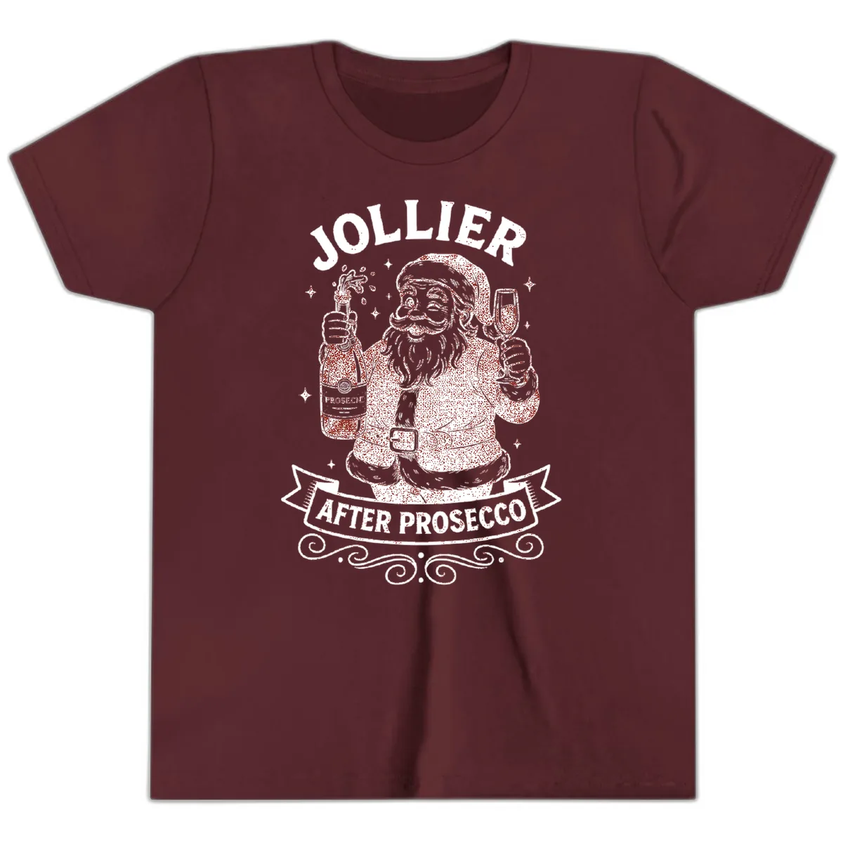 Jollier After Prosecco Graphic Youth T-Shirt in Maroon
