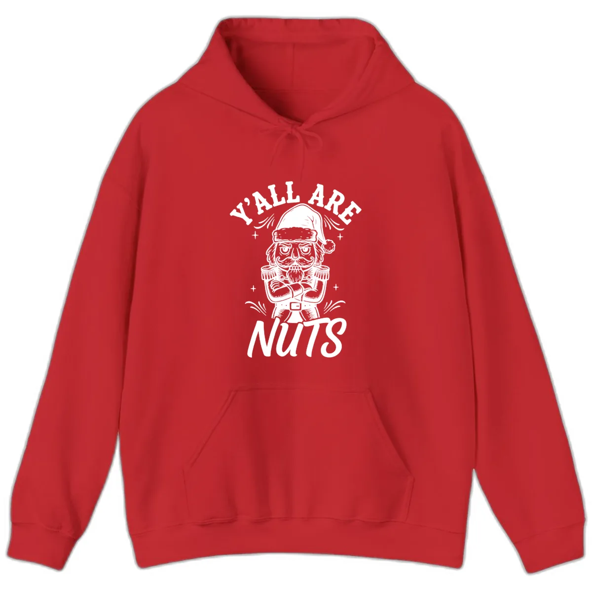 Nutcracker Y'all Are Nuts Graphic Hoodie in Red