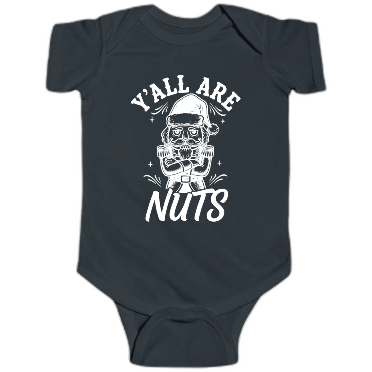 Nutcracker Y'all Are Nuts Graphic Baby Onesie in Black