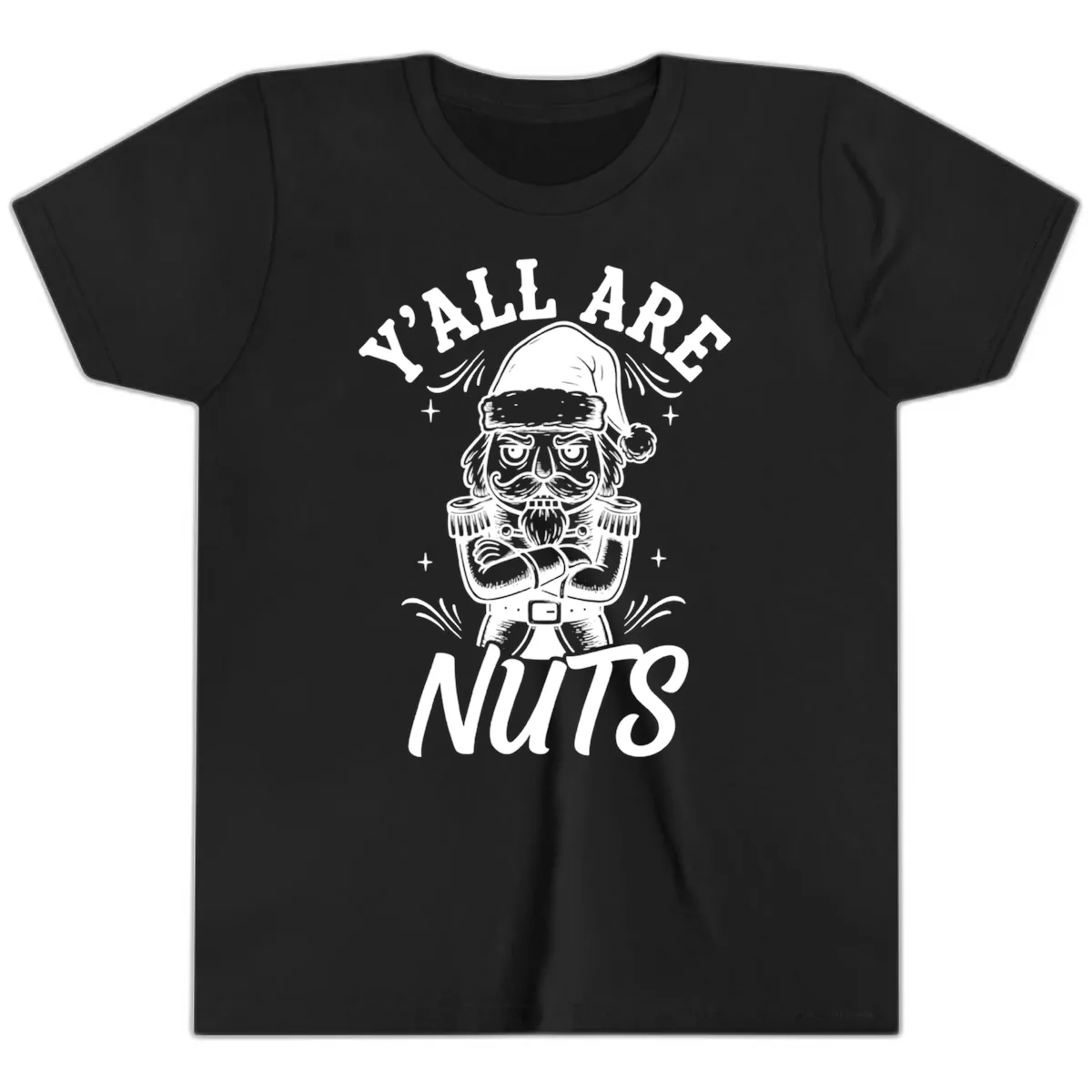 Nutcracker Y'all Are Nuts Graphic Youth T-Shirt in Black