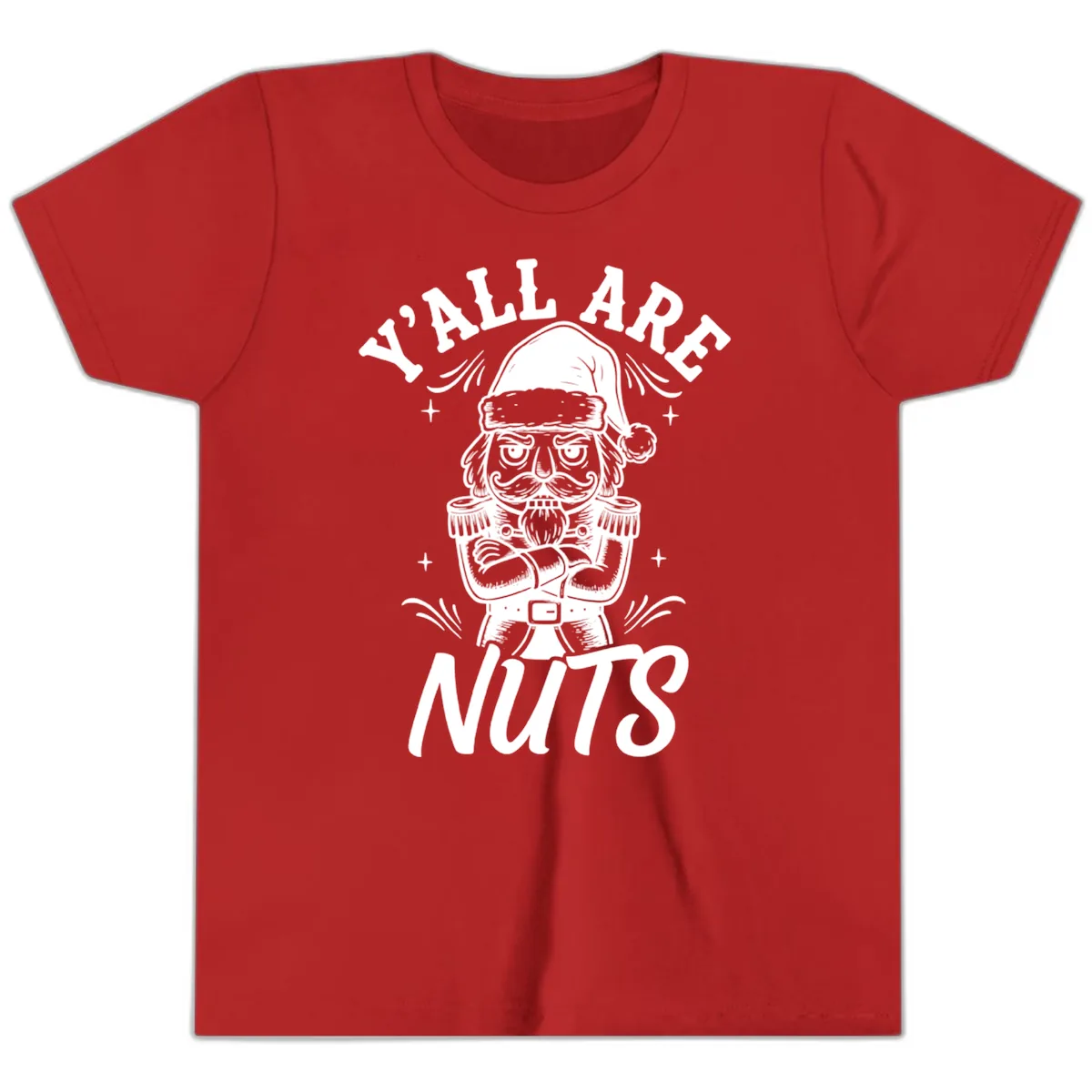 Nutcracker Y'all Are Nuts Graphic Youth T-Shirt in Red