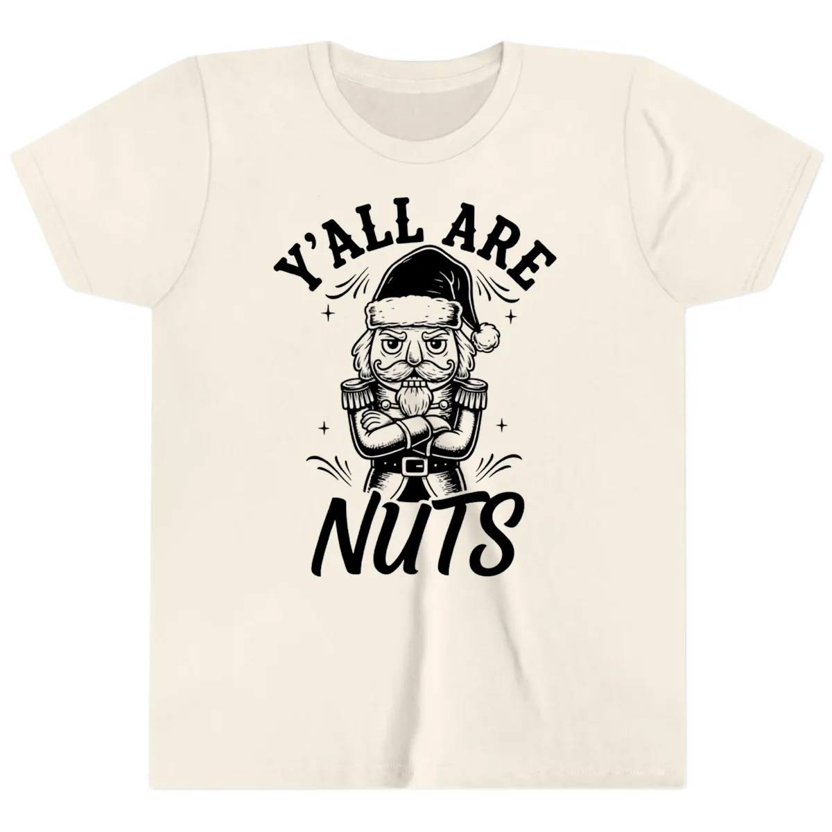 Nutcracker Y'all Are Nuts Graphic Youth T-Shirt in Natural