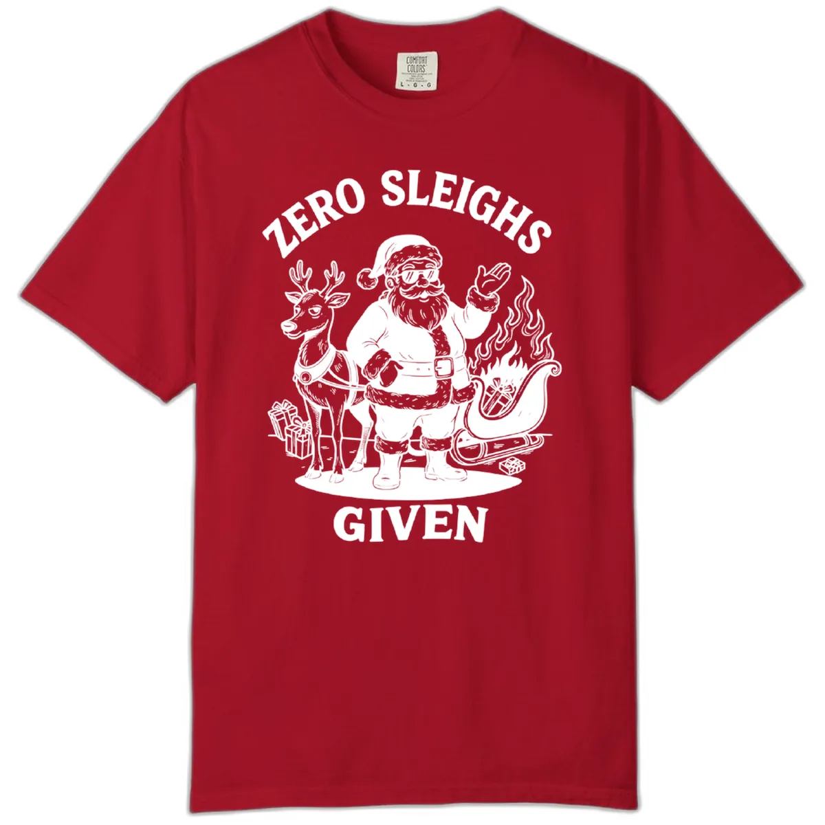 Zero Sleighs Given Christmas Illustration Comfort Color in Red