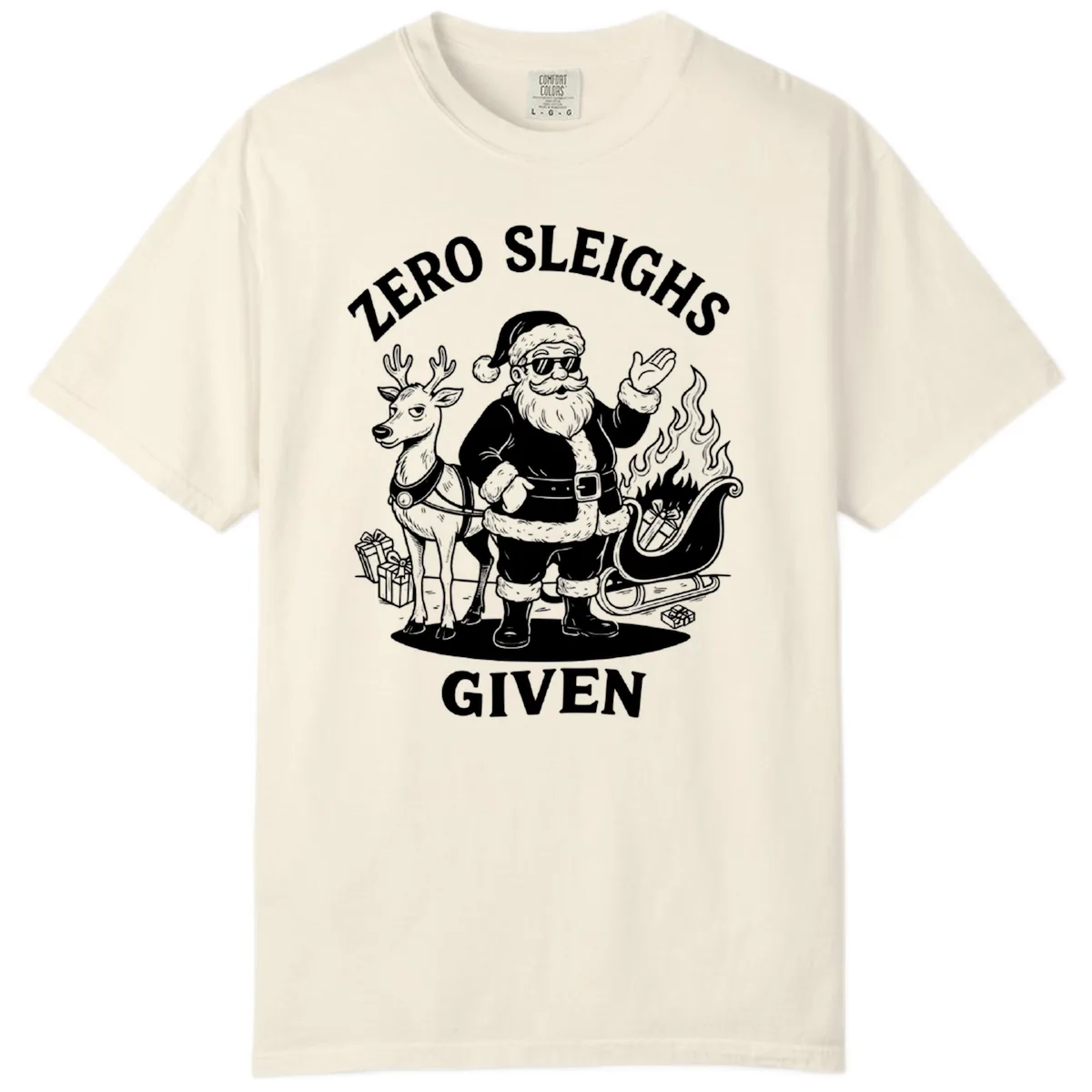 Zero Sleighs Given Christmas Illustration Comfort Color in Ivory
