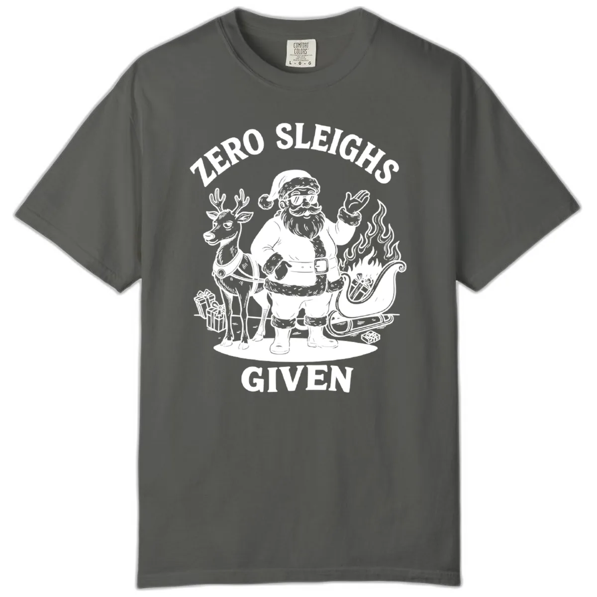 Zero Sleighs Given Christmas Illustration Comfort Color in Pepper