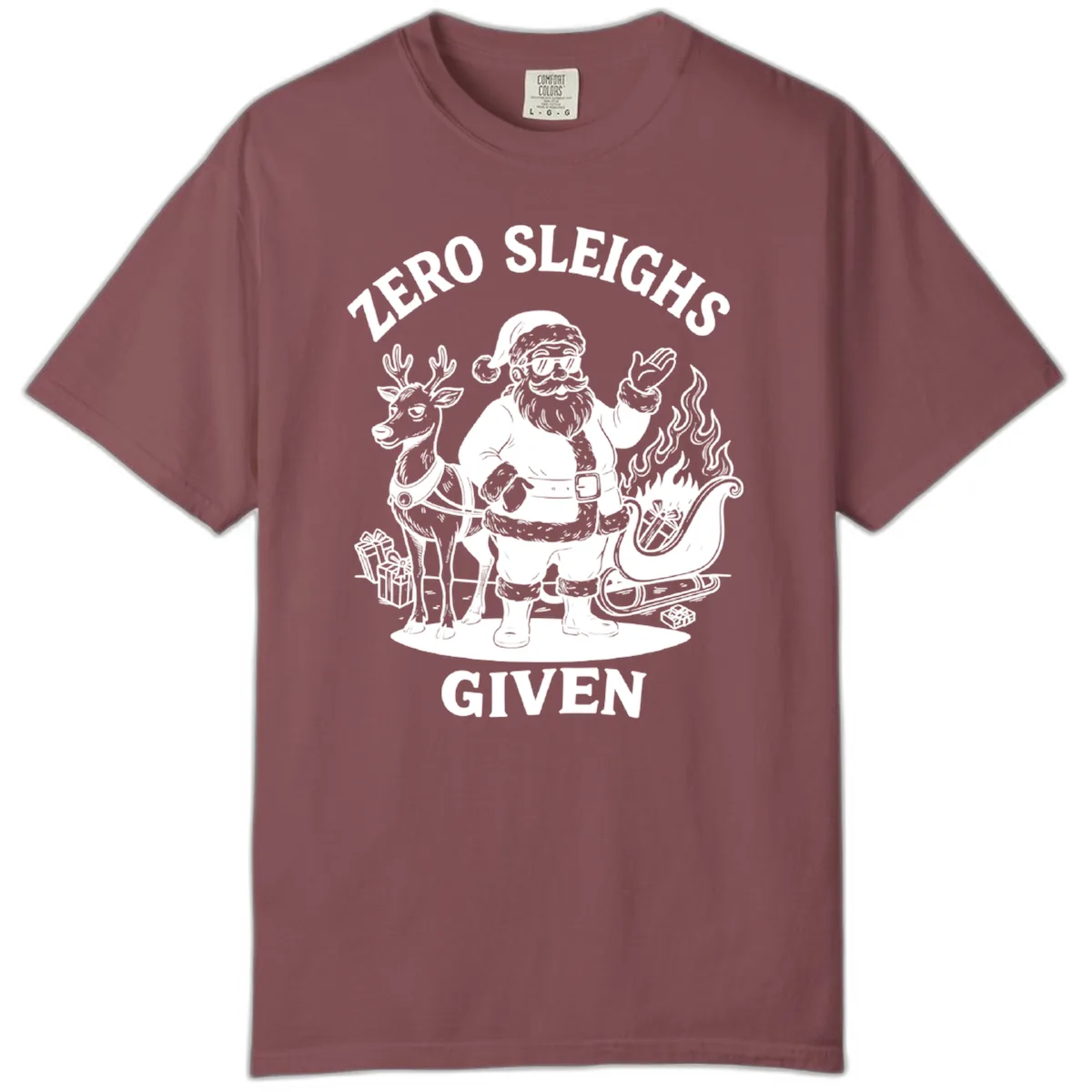 Zero Sleighs Given Christmas Illustration Comfort Color in Brick