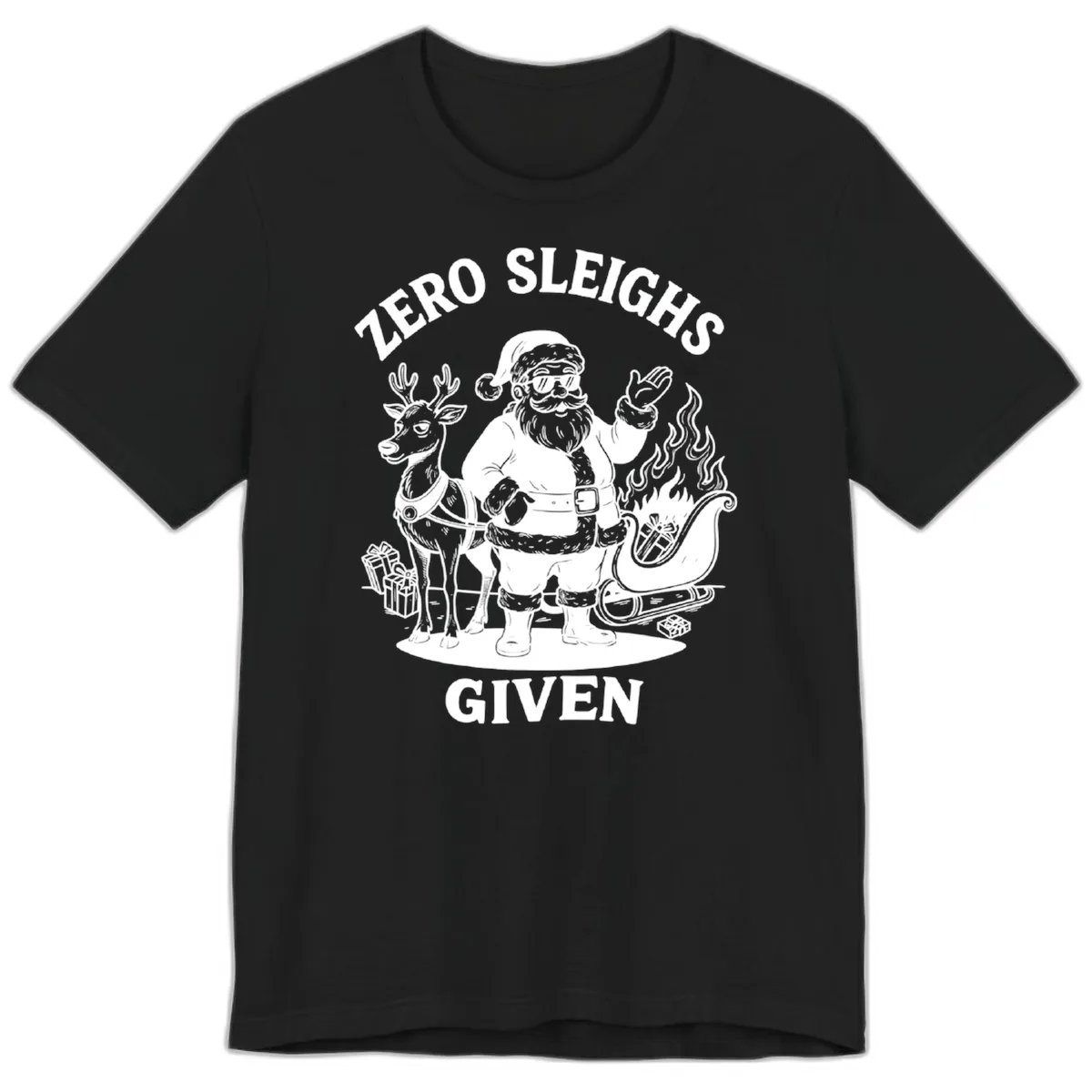 Zero Sleighs Given Christmas Illustration Premium T-Shirt in Black