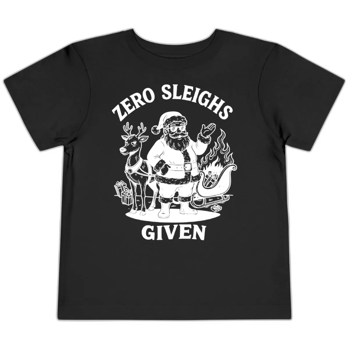 Zero Sleighs Given Christmas Illustration Toddler T-Shirt in Black