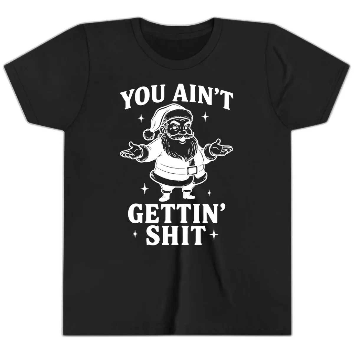 Santa Claus You Ain't Gettin' Shit Youth T-Shirt in Black