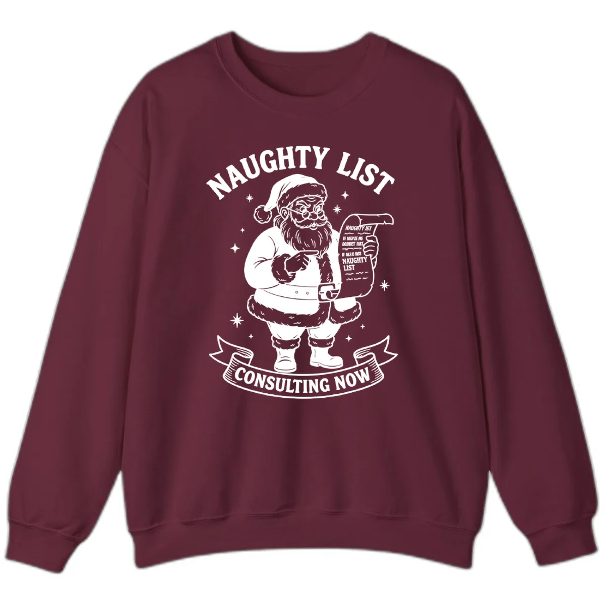 Santa's Naughty List Consulting Sweatshirt in Maroon