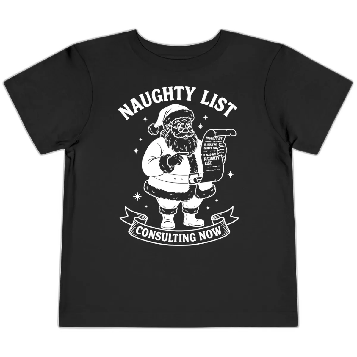 Santa's Naughty List Consulting Toddler T-Shirt in Black