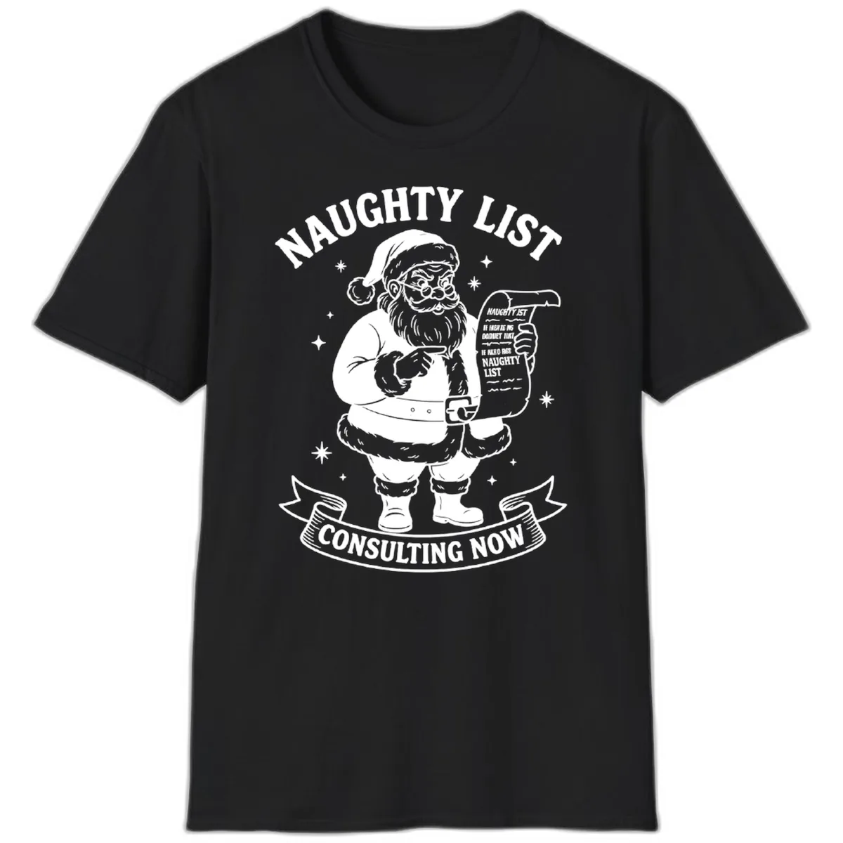 Santa's Naughty List Consulting T-Shirt in Black