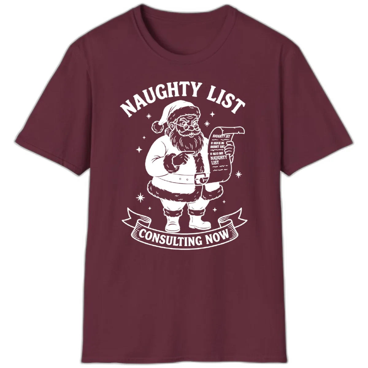 Santa's Naughty List Consulting T-Shirt in Maroon
