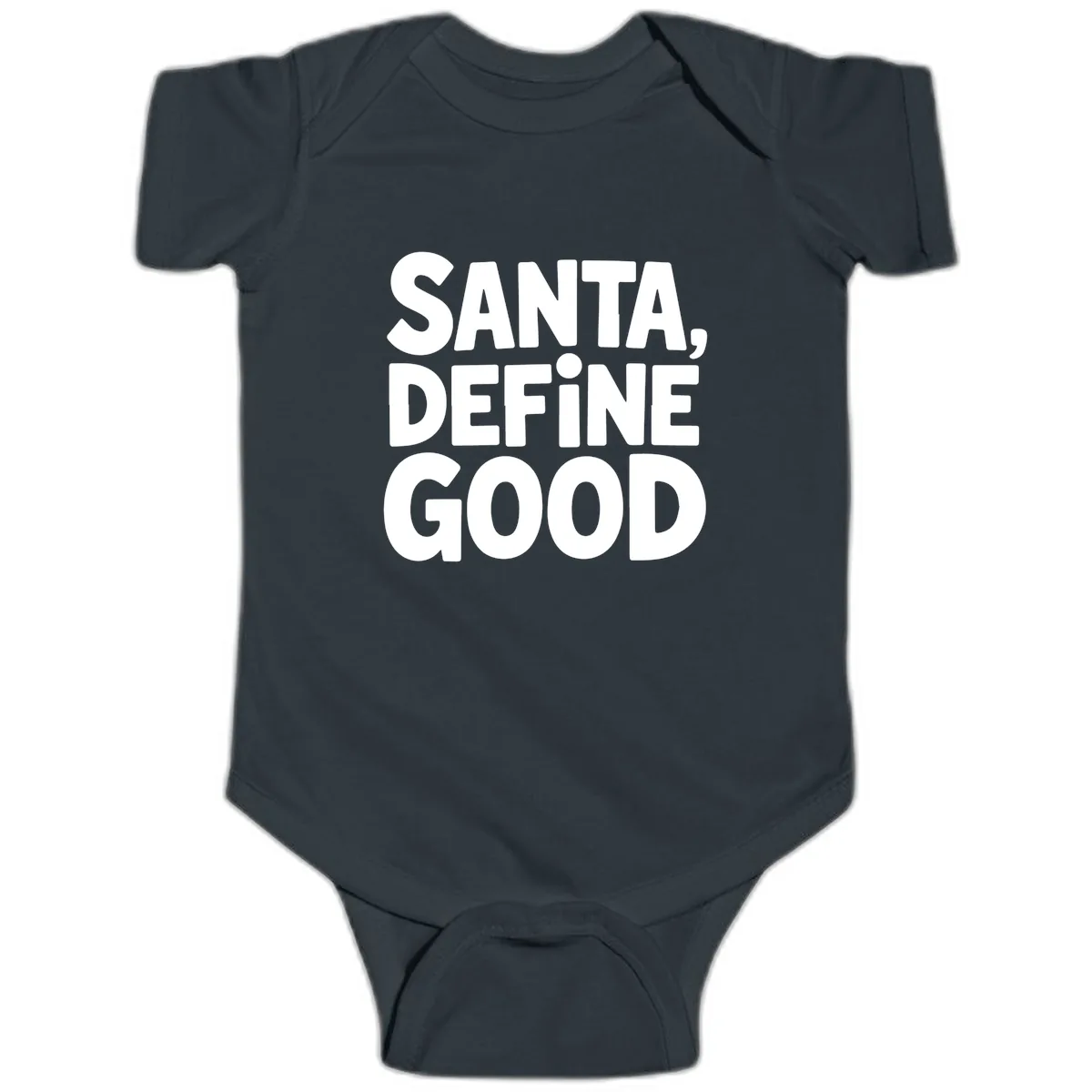 Santa Define Good Typography Baby Onesie in Black