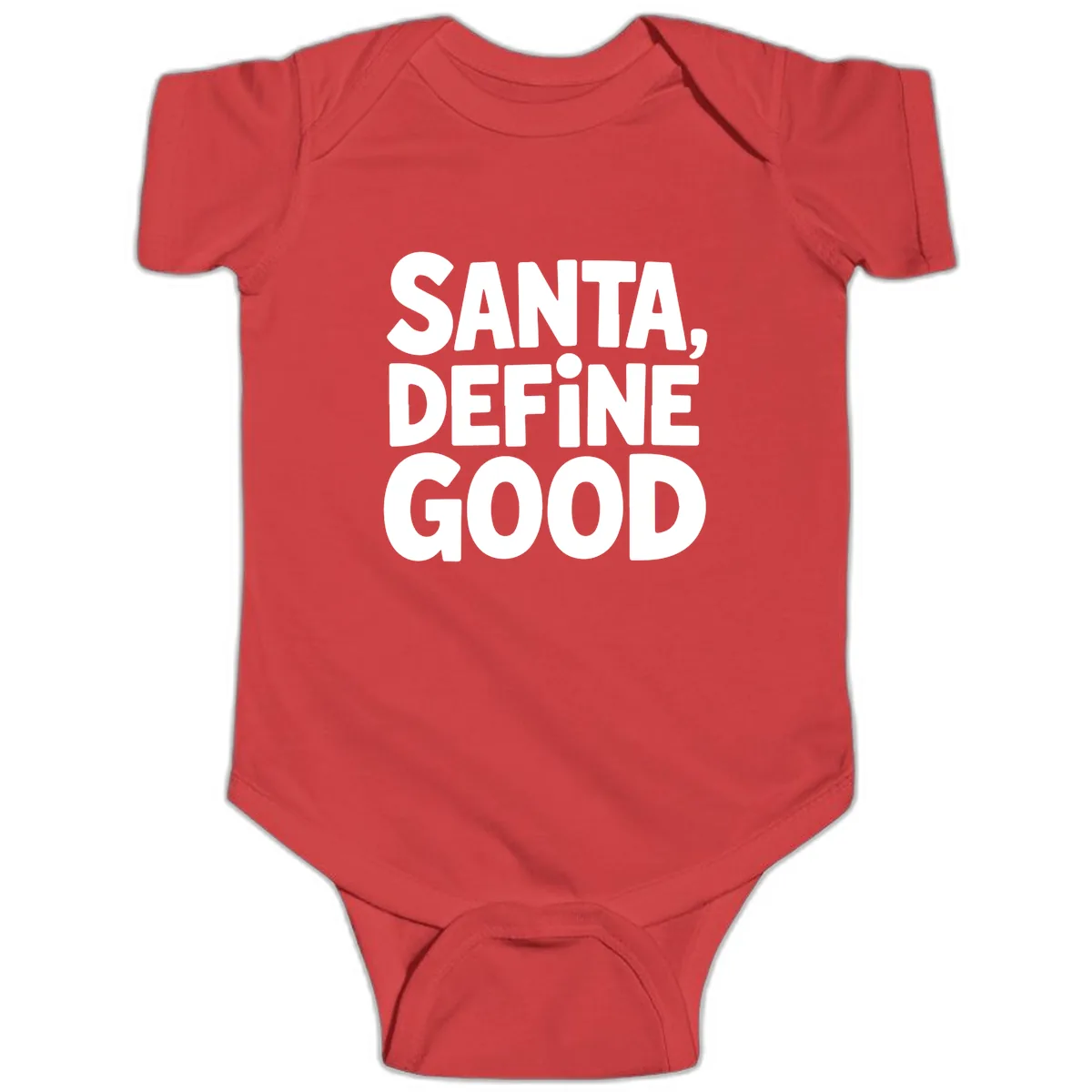 Santa Define Good Typography Baby Onesie in Red