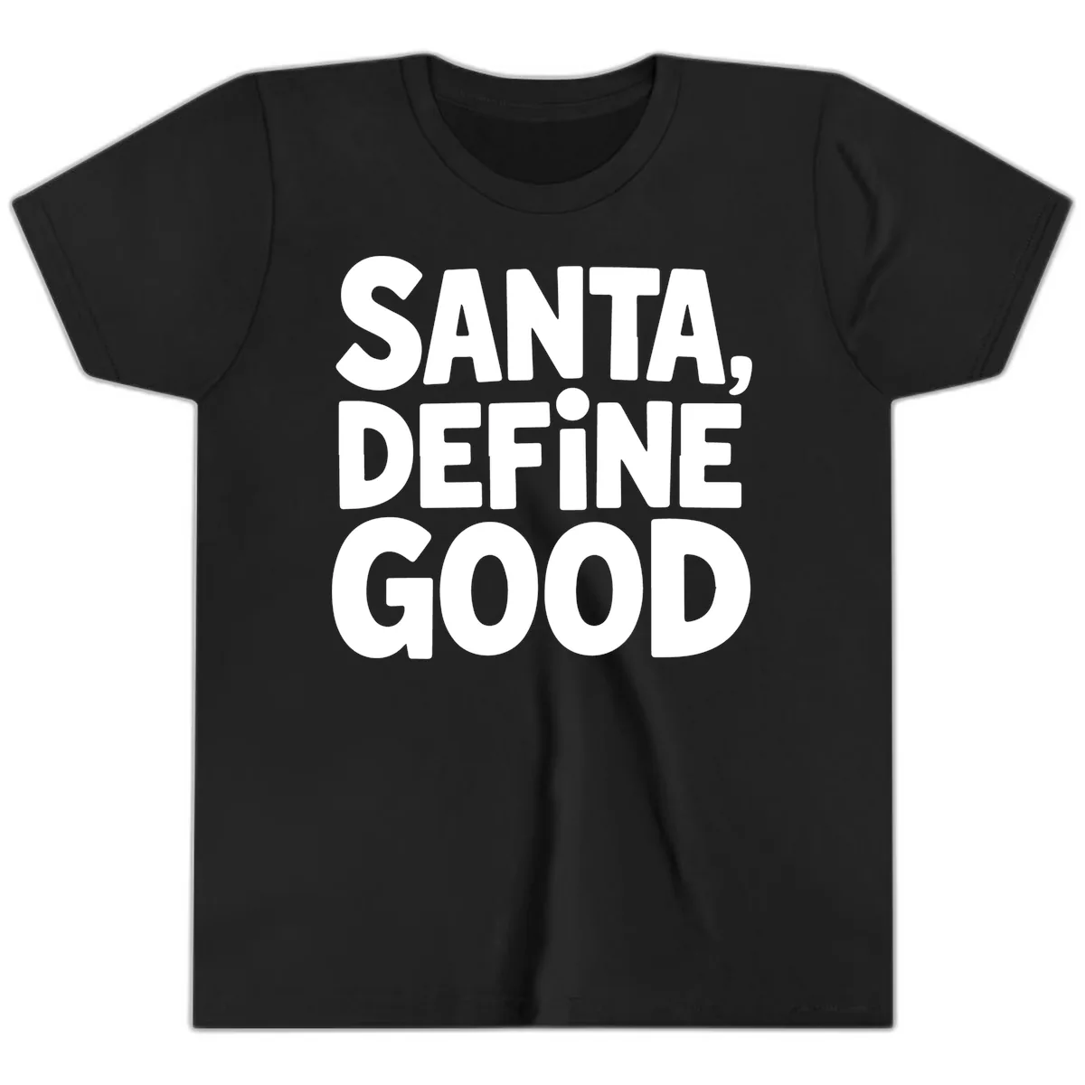 Santa Define Good Typography Youth T-Shirt in Black