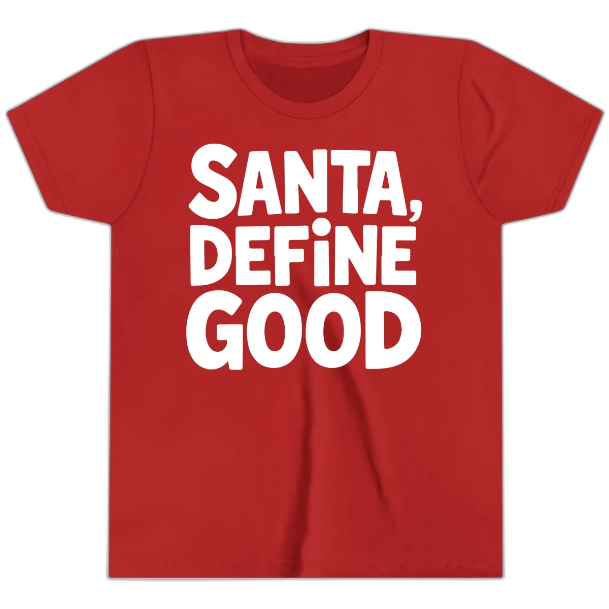 Santa Define Good Typography Youth T-Shirt in Red