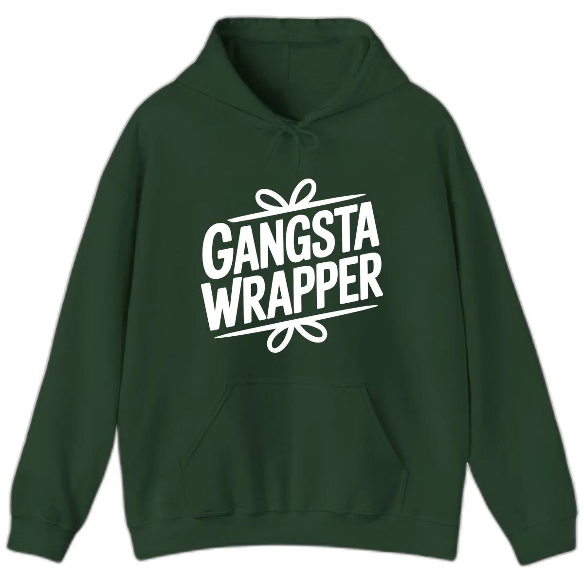 Gangsta Wrapper Christmas Design Hoodie in Forest Green