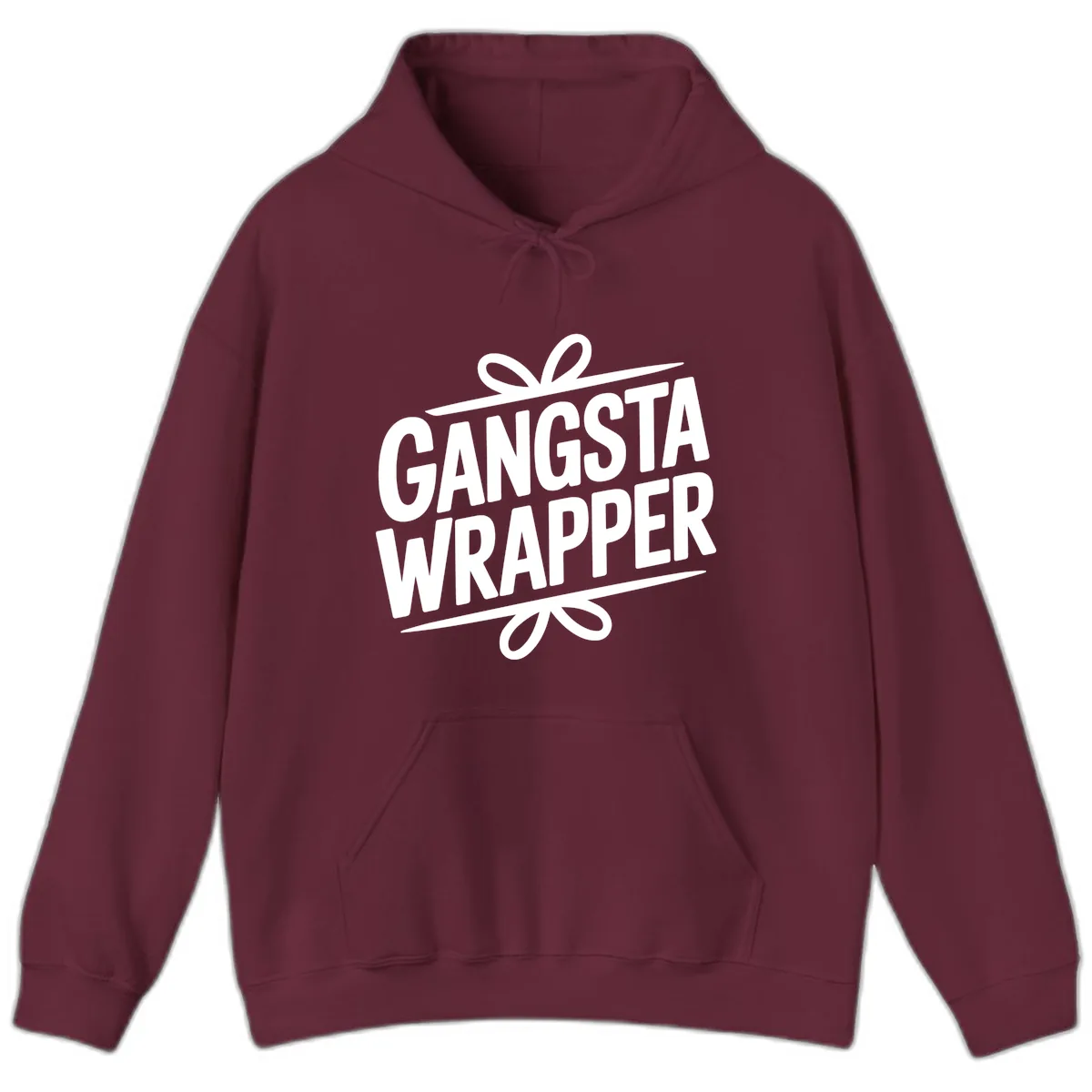Gangsta Wrapper Christmas Design Hoodie in Maroon
