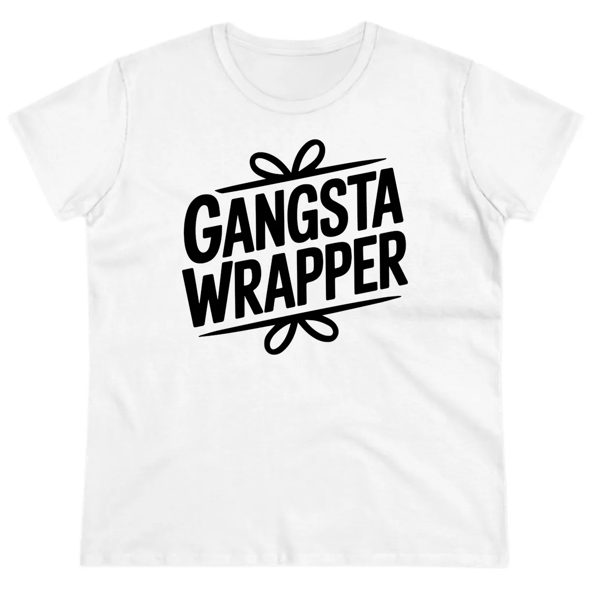 Gangsta Wrapper Christmas Design Ladies Tee in White