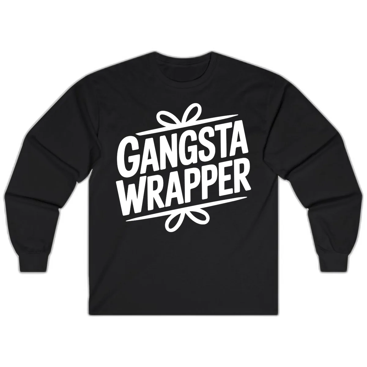 Gangsta Wrapper Christmas Design Long Sleeve in Black