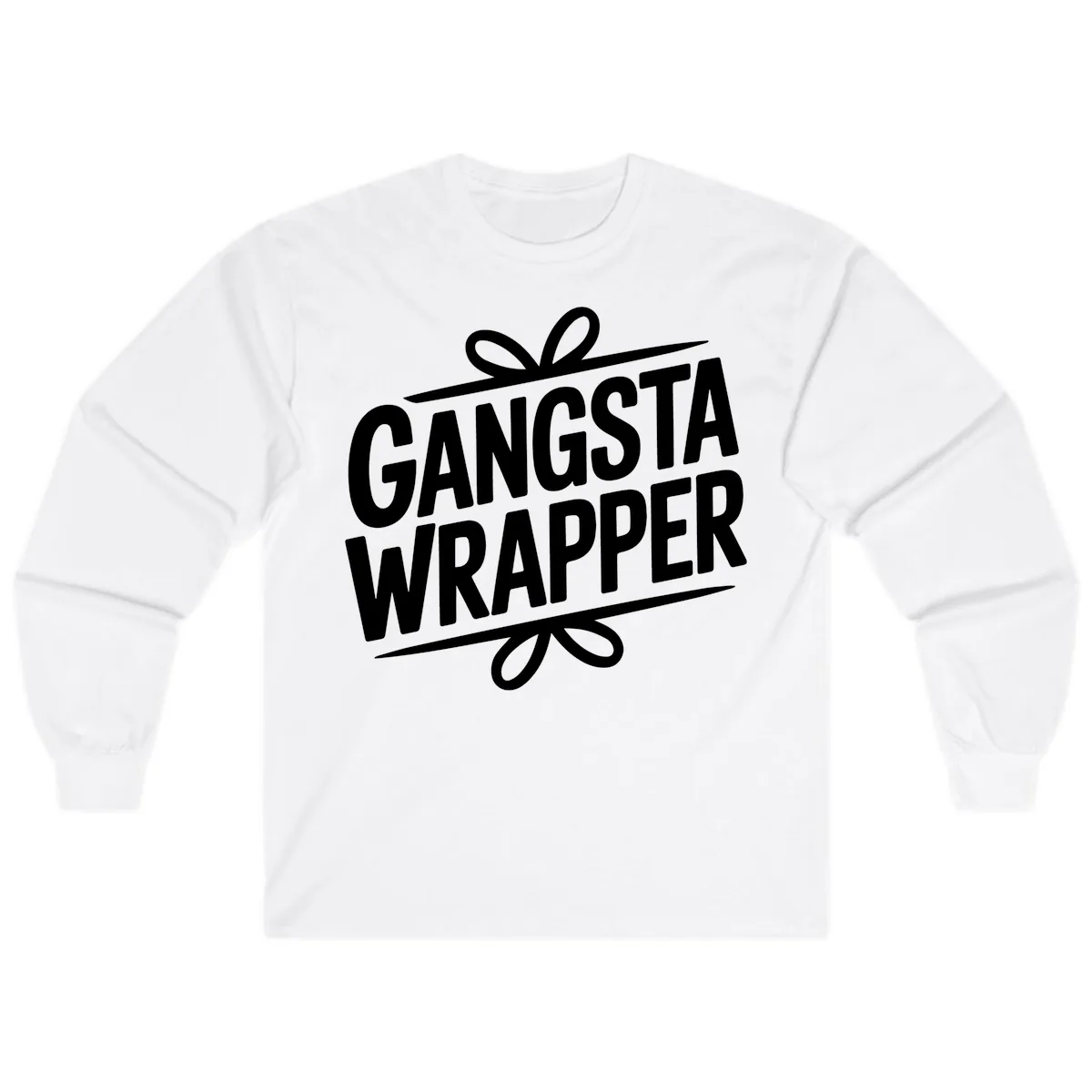Gangsta Wrapper Christmas Design Long Sleeve in White
