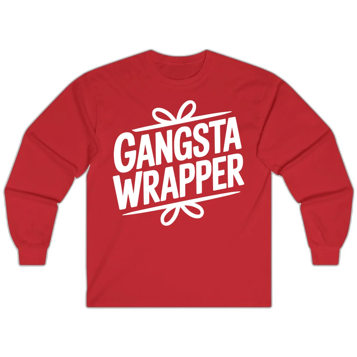 Gangsta Wrapper Christmas Design Long Sleeve in Red