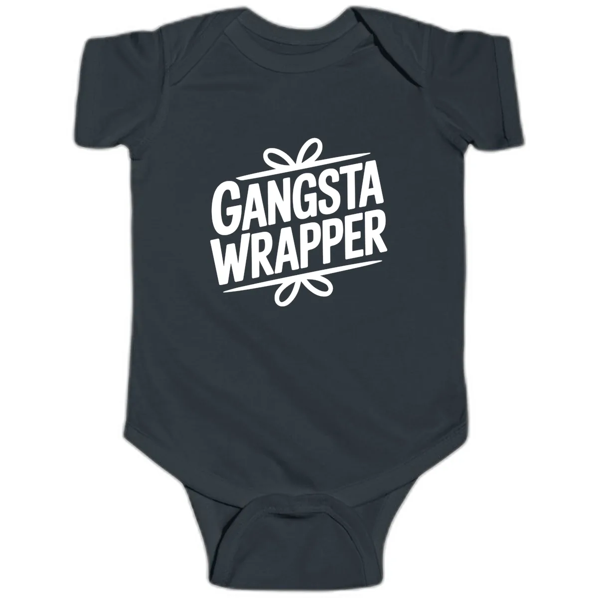 Gangsta Wrapper Christmas Design Baby Onesie in Black