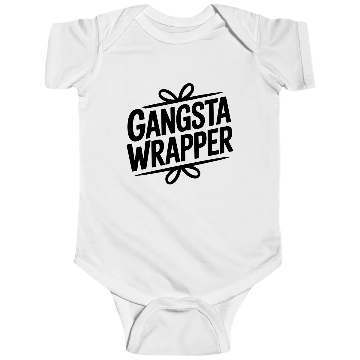 Gangsta Wrapper Christmas Design Baby Onesie in White