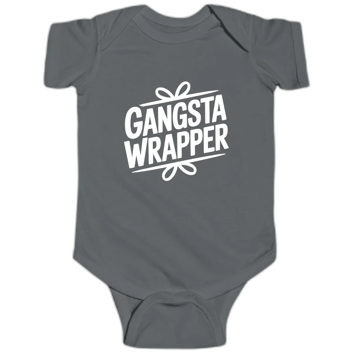 Gangsta Wrapper Christmas Design Baby Onesie in Charcoal