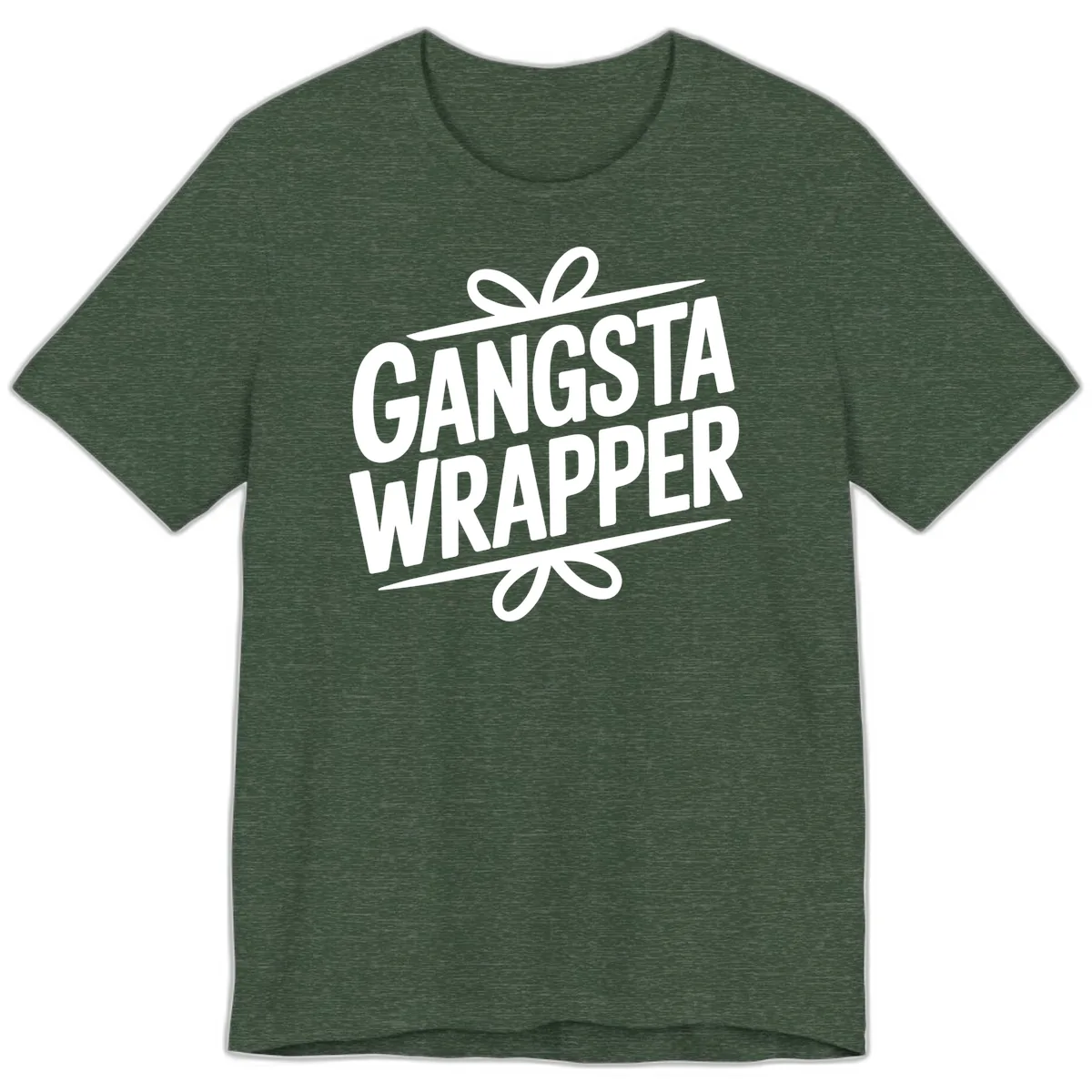 Gangsta Wrapper Christmas Design Premium T-Shirt in Heather Forest