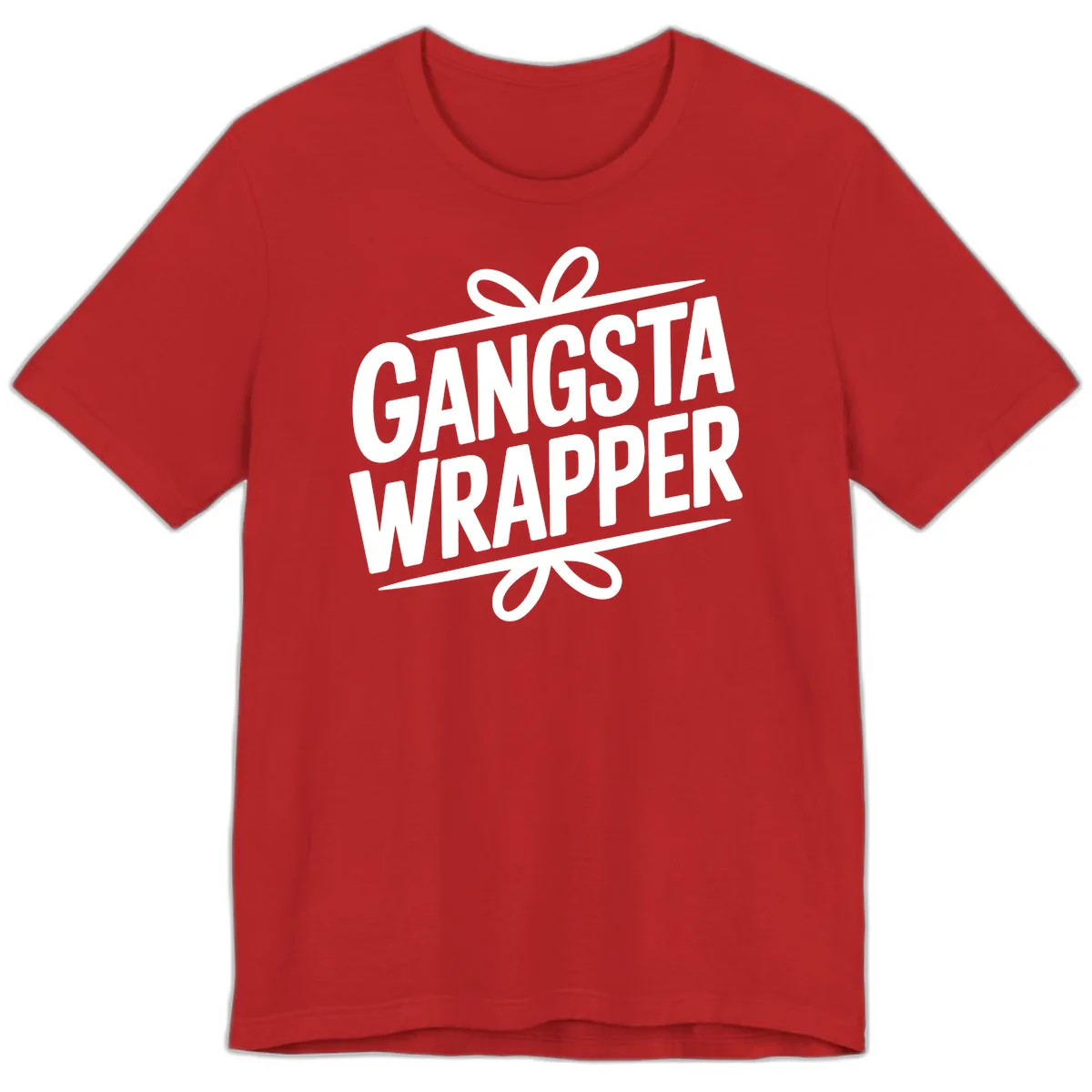 Gangsta Wrapper Christmas Design Premium T-Shirt in Red