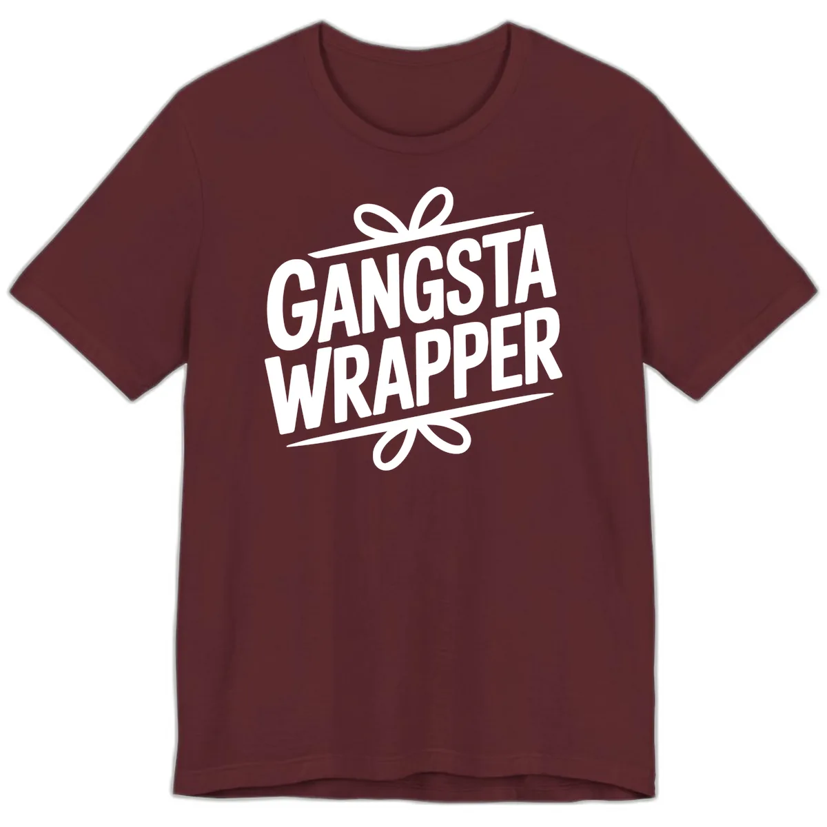 Gangsta Wrapper Christmas Design Premium T-Shirt in Maroon