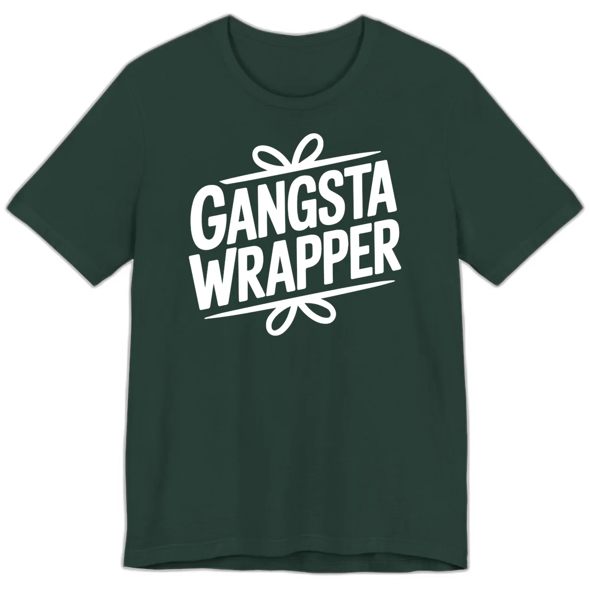 Gangsta Wrapper Christmas Design Premium T-Shirt in Forest