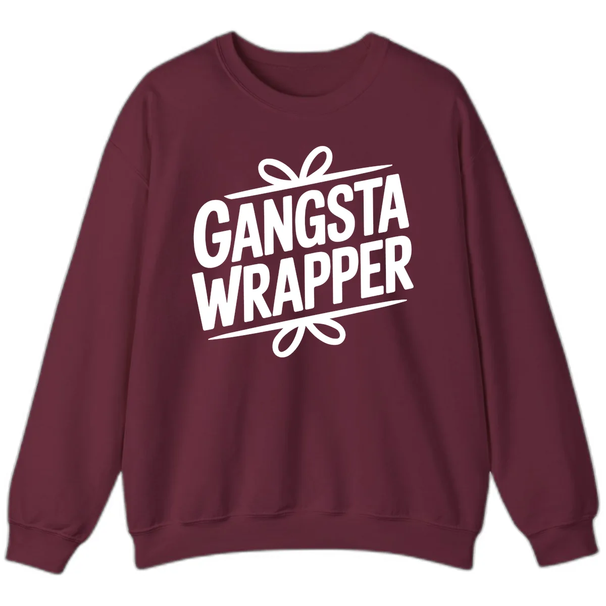 Gangsta Wrapper Christmas Design Sweatshirt in Maroon