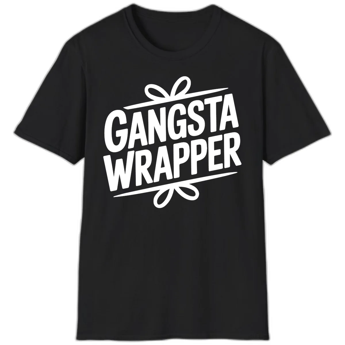 Gangsta Wrapper Christmas Design T-Shirt in Black