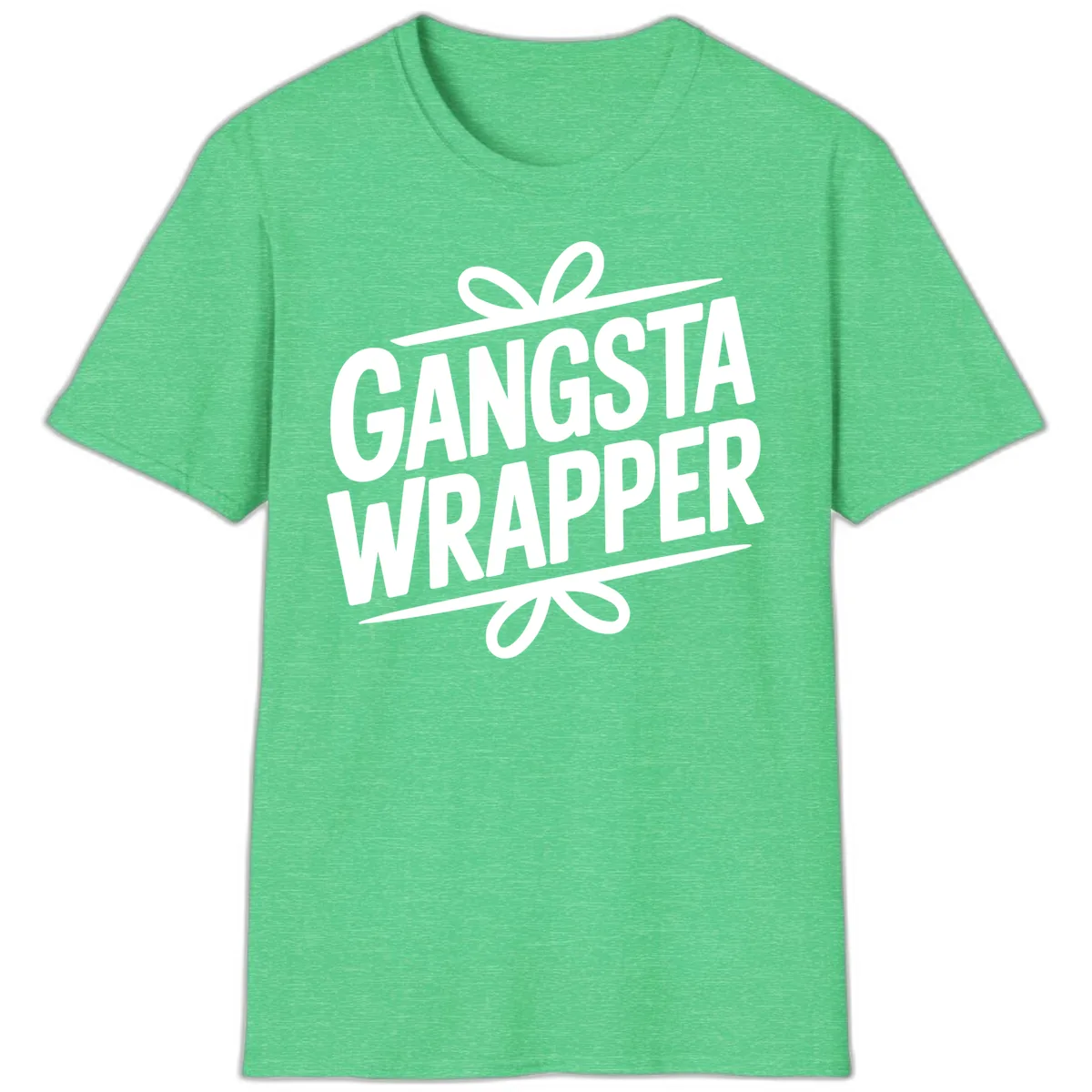 Gangsta Wrapper Christmas Design T-Shirt in Heather Irish Green