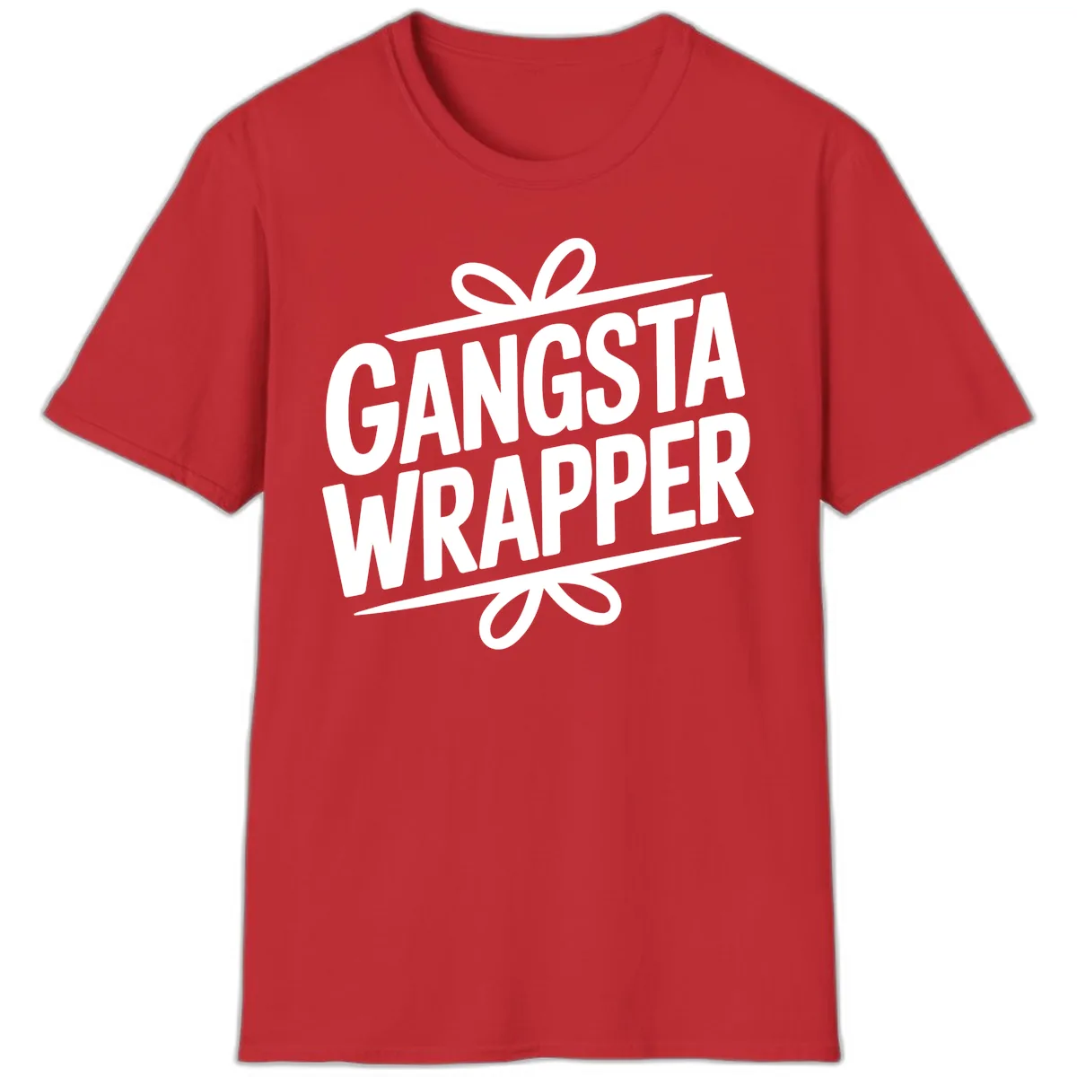 Gangsta Wrapper Christmas Design T-Shirt in Red