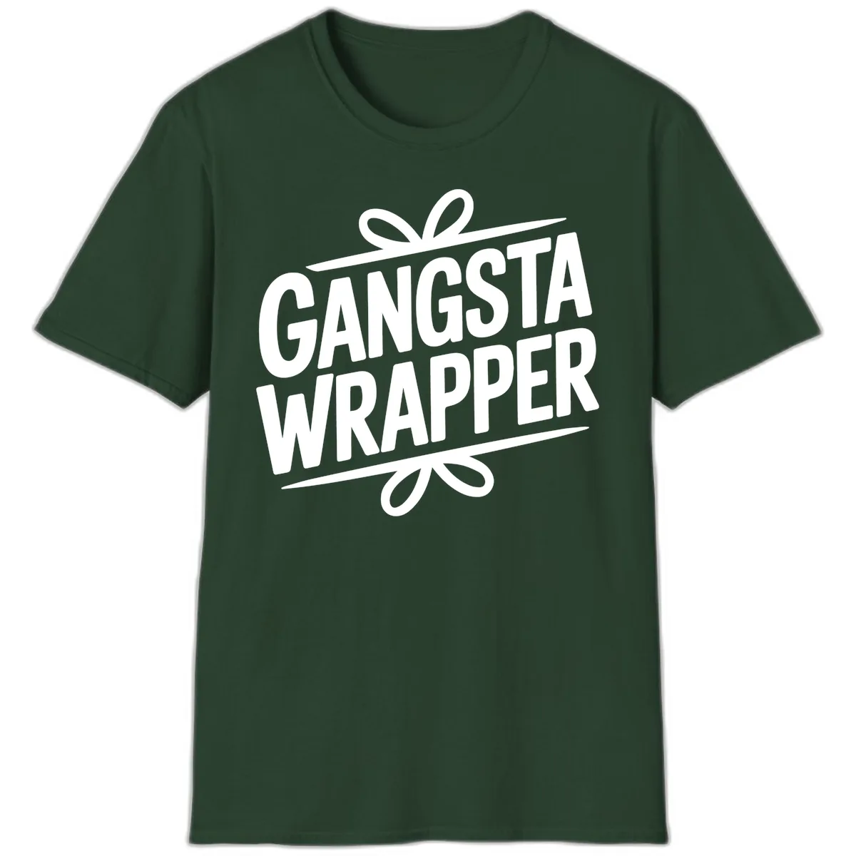 Gangsta Wrapper Christmas Design T-Shirt in Forest Green